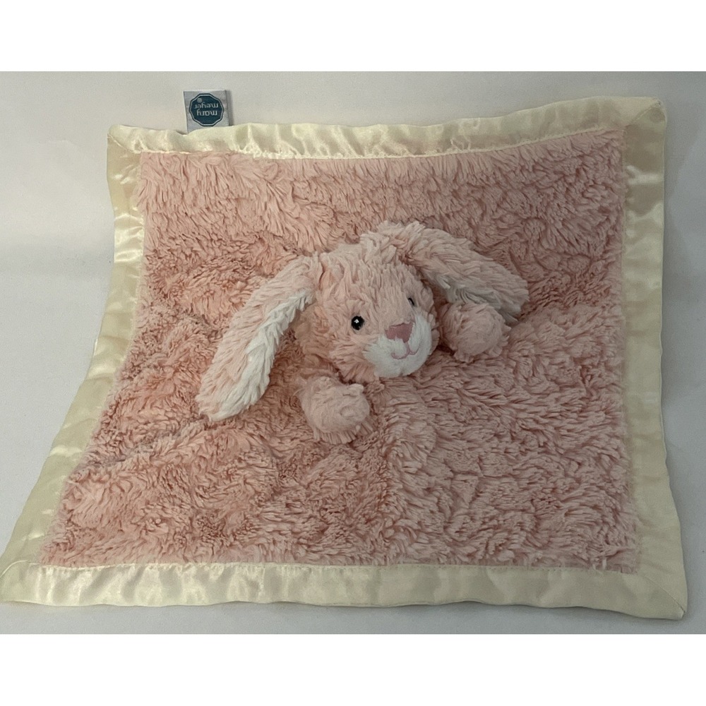 Mary Meyer Pink Bunny Rabbit Baby Security Blanket Lovey Lovie Satin Trim & Back